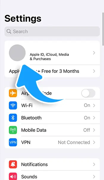 Step 2 - Tap your name at the top